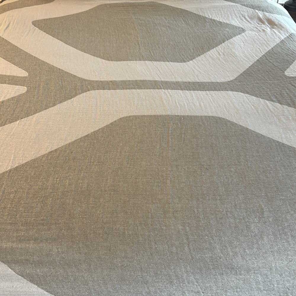 Olive Green + Cream Modern 
Honeycomb Blanket King Size Organic Cotton Sample - Picture 5 of 7